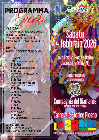 Ad Acquasanta Terme torna il Carnevale Storico Piceno: il 14 febbraio sfilano “Li Zanni”